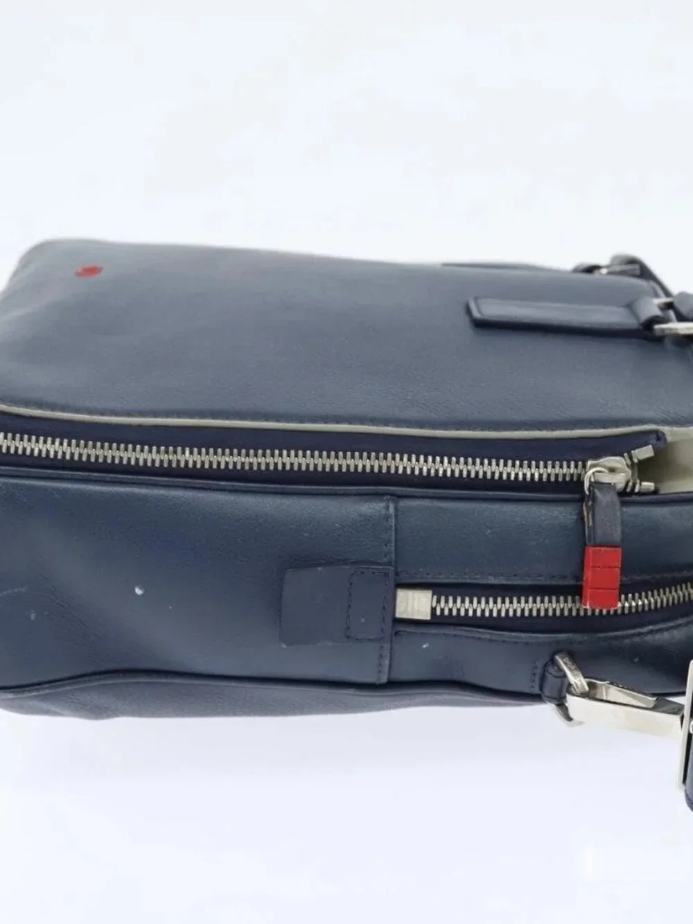 Christian Dior Business Bag Leather 2ways Navy Silver